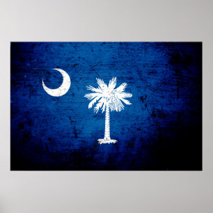 Poster Black Grunge South Carolina State Flag
