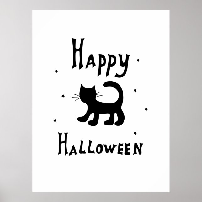 Poster Black Happy Halloween horreur éffrayant (Devant)