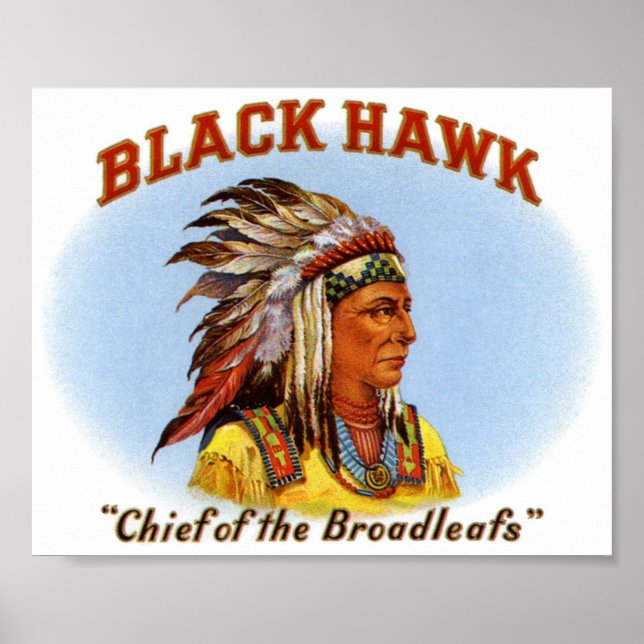Poster Black Hawk Chef du Étiquette de cigares Broadleafs (Devant)