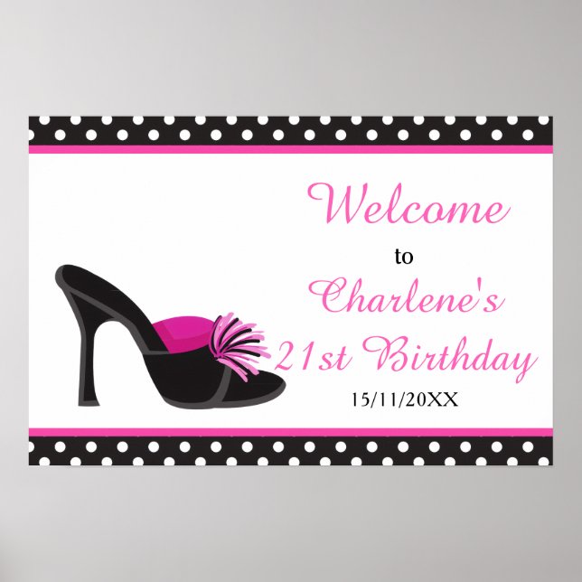 Poster Black Heels Shoes Birthday Party (Devant)