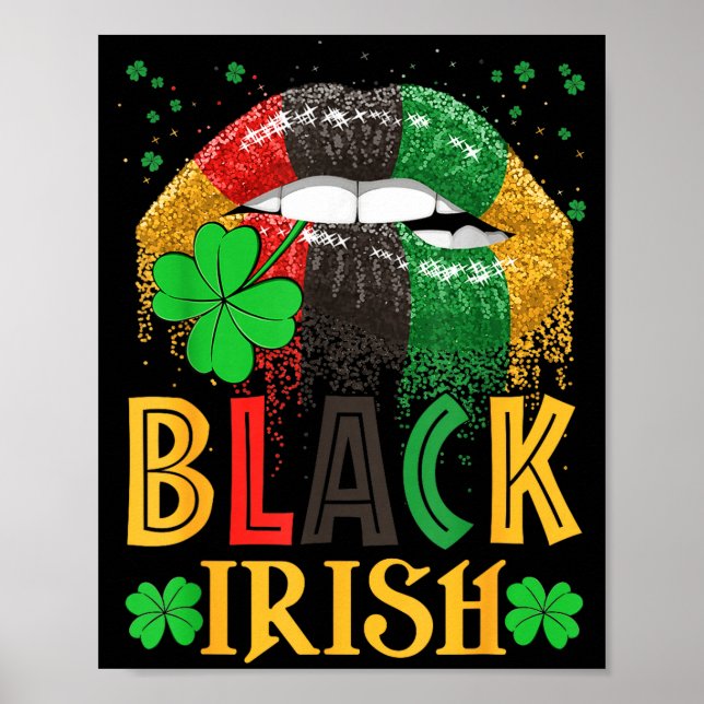 Poster Black Irish Dripng Lips African American St Patric (Devant)