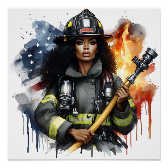 Poster Black Job African American Fire Fighter Sista (Devant)