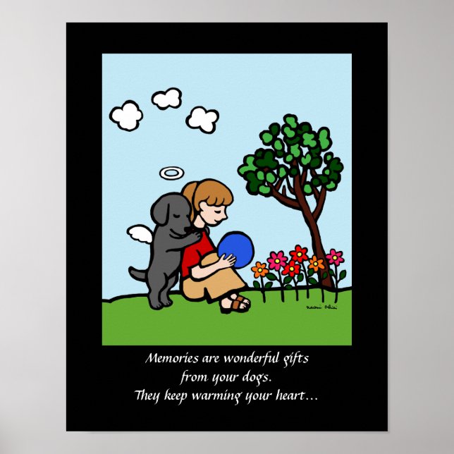 Poster Black Labrador Angel avec dessin animé 2 (Devant)