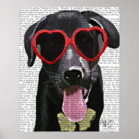 Black Labrador Avec Lunettes de soleil Coeur