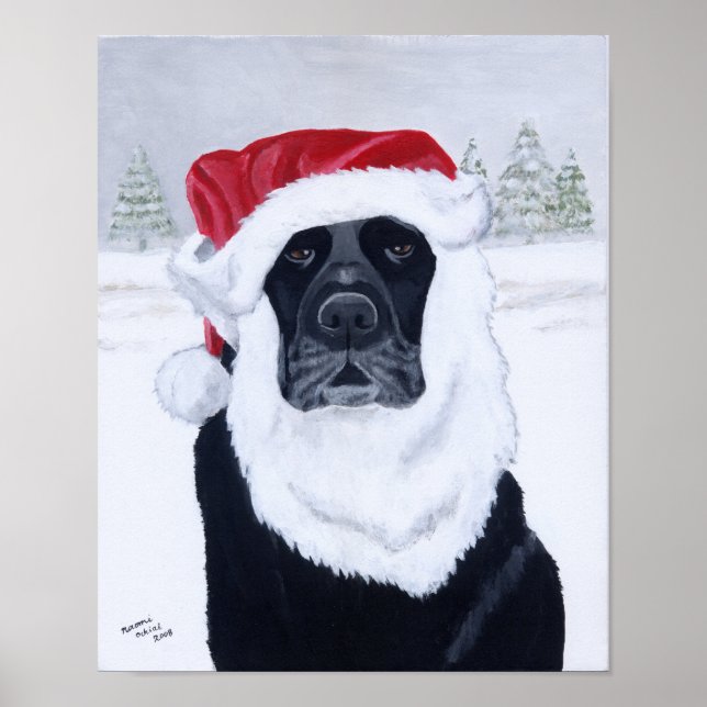 Poster Black Labrador Christmas Père Noël (Devant)