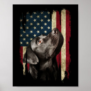 Poster Black Labrador Gift USA Flag Lab Owner Duck Hunter