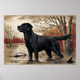 Poster Black Labrador Retriever, Chasseurs meilleur ami