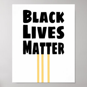 Poster Black Lives Matt BLM trois rayures jaunes