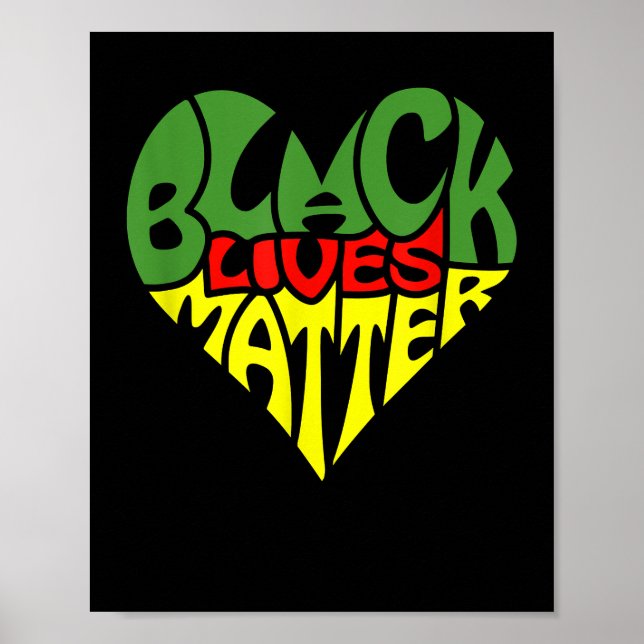 Poster Black Lives Matt Graphisme Coeur drapeau panafrica (Devant)