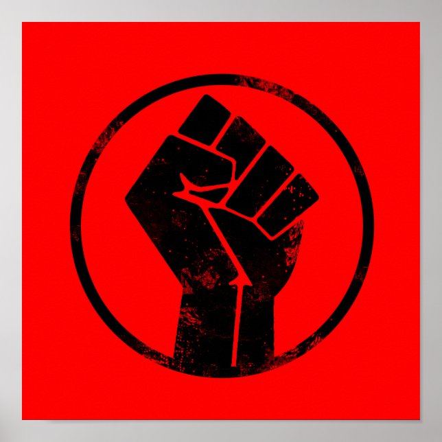 Poster Black Lives Matter FIST (arrière - plan rouge) #BL (Devant)