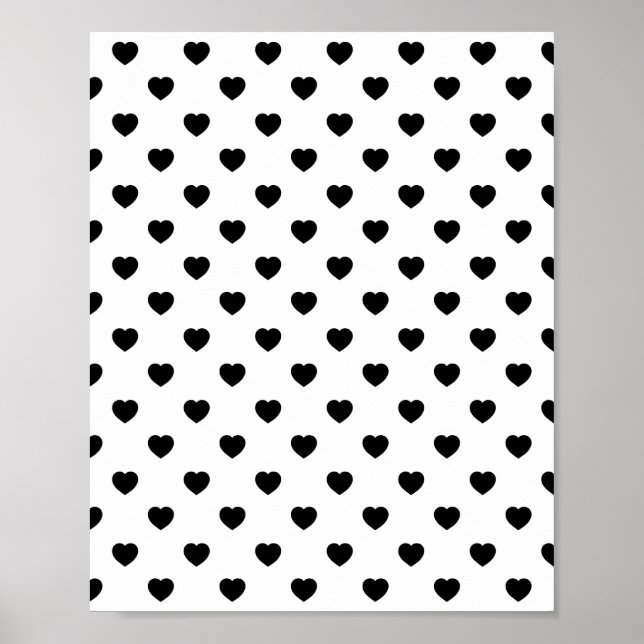 Poster Black Love Hearts White Background (Devant)