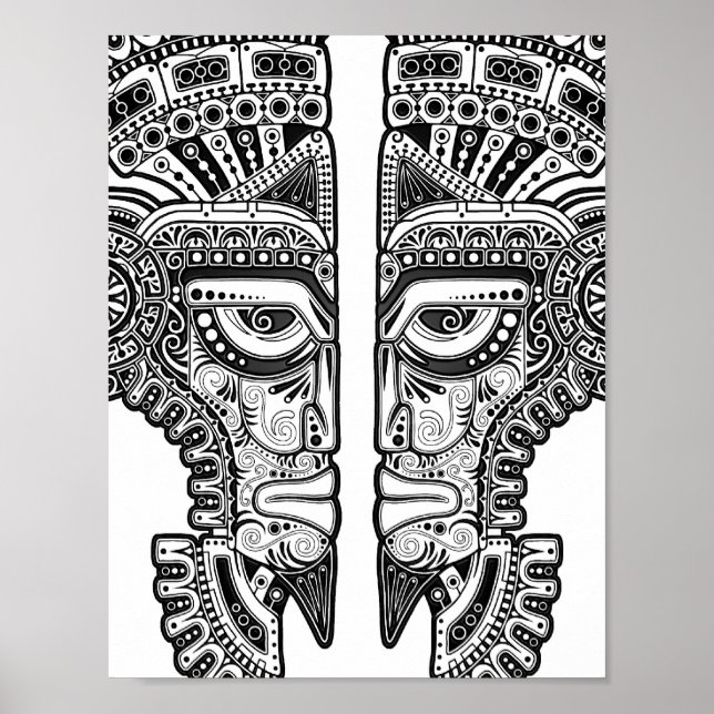 Poster Black Maya Twins Masque sur blanc (Devant)