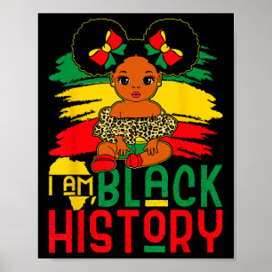 Poster Black Melanin Girl I Am Black History Mois Enfants