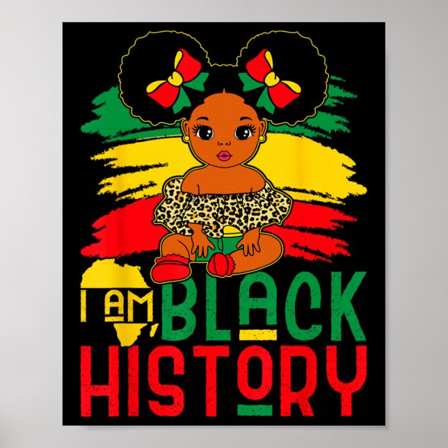 Poster Black Melanin Girl I Am Black History Mois Enfants (Devant)