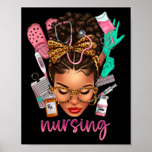 Poster Black Melanin Nurse Noir Histoire Mois Afro Cheveu