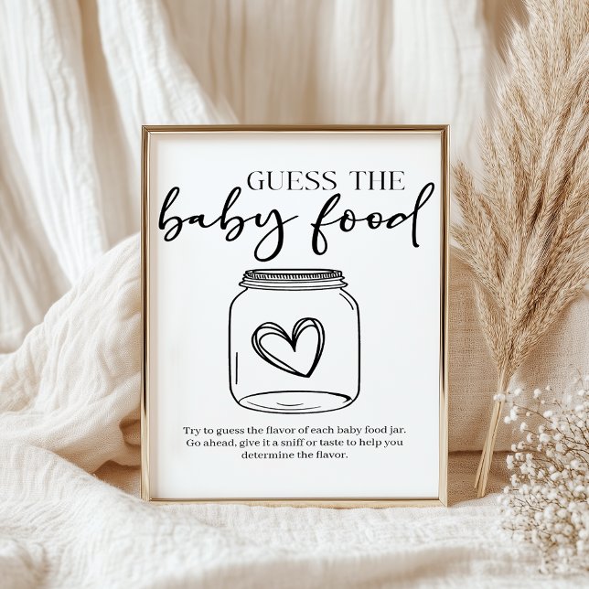 Poster Black Modern Simple Script Baby Guess Baby Food (Créateur téléchargé)