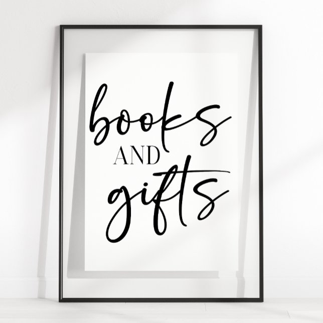 Poster Black Modern Simple Script Baby Shower Books Gifts (Créateur téléchargé)