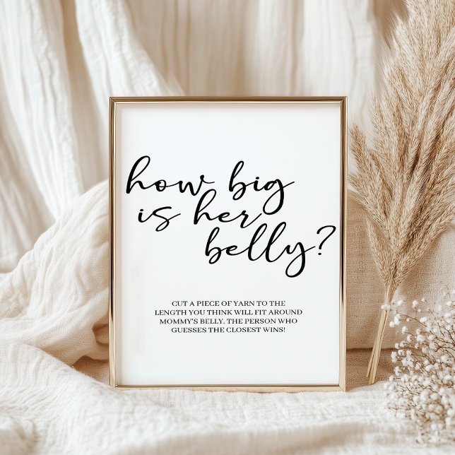 Poster Black Modern Simple Script Baby Shower Game (Créateur téléchargé)