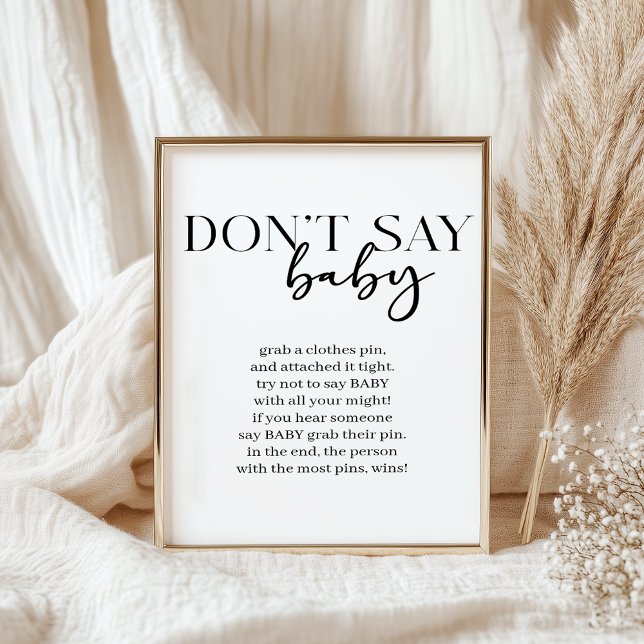 Poster Black Modern Simple Script Baby Shower Game (Créateur téléchargé)