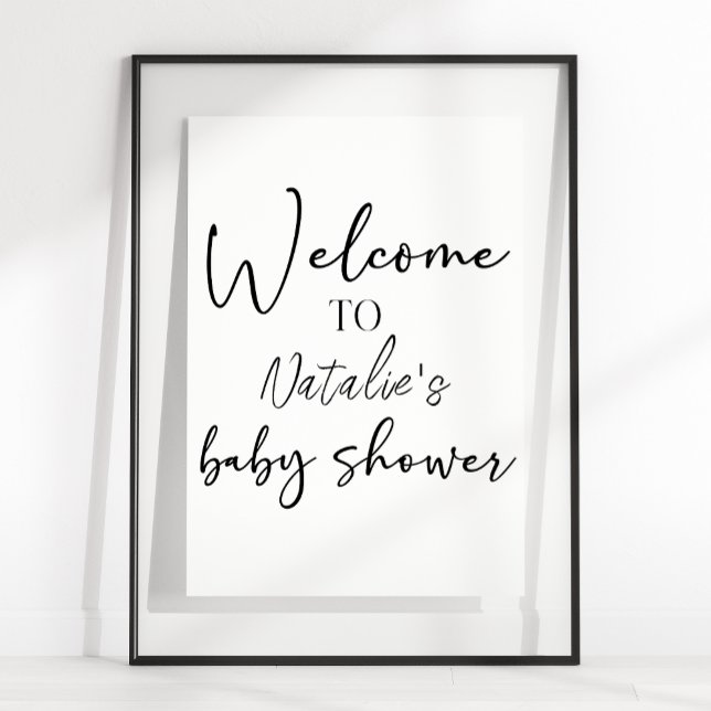 Poster Black Modern Simple Script Shower Sign (Créateur téléchargé)