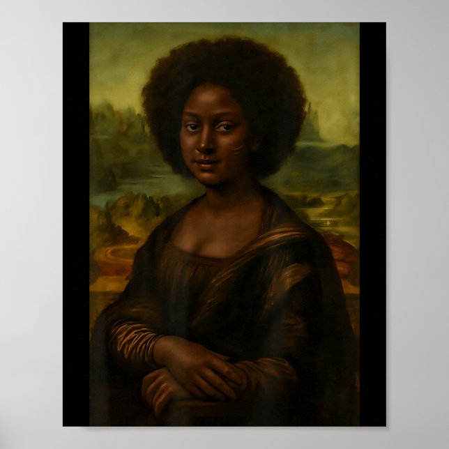 Poster Black Mona Lisa Afro African Melanin Black History (Devant)