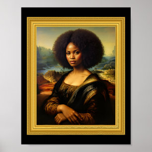 Poster Black Mona Lisa Afro Reine Africaine Femme Noir So