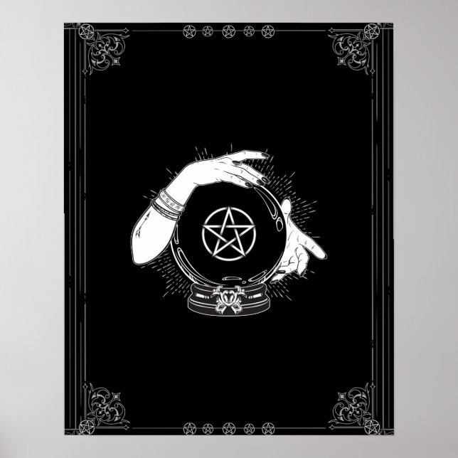 Poster Black Mystic Fortune Teller Mystical Crystal Ball (Devant)