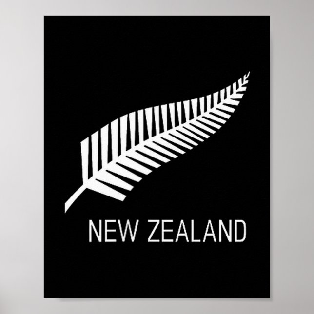 Poster Black New Zealand Fern Shirt Mens Black Proud Kiwi (Devant)