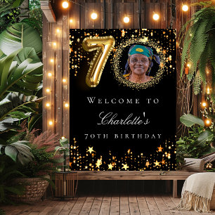 Poster Black or 70e photo anniversaire fête bienvenue
