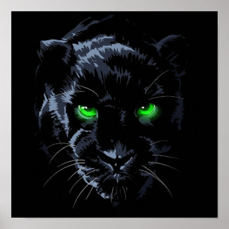 Poster Black Panthère vert oeil noir