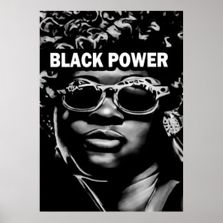 Poster Black Power Afro Beauté Portrait femme (AI+Human)