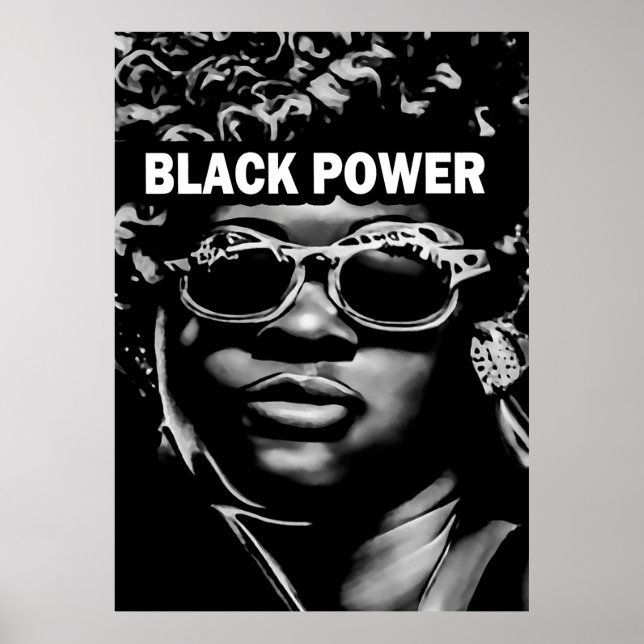Poster Black Power Afro Beauté Portrait femme (AI+Human) (Devant)