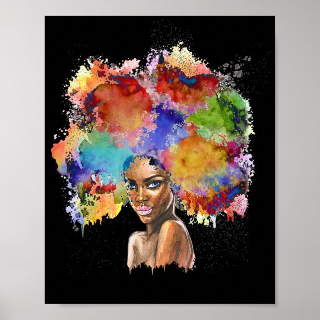 Poster Black Queen Afro Melanin Art Africain Américain (Devant)