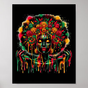 Poster Black Queen Afro Melanin Colorful Art Driving Jun