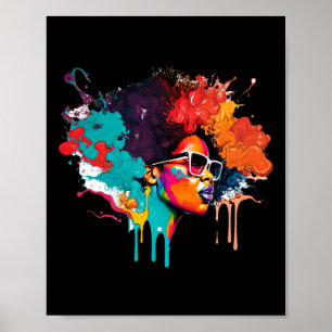 Poster Black Queen Afro Melanin Driving Art Lover Amériqu