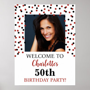 Poster Black Red Birthday Party Custom 18x24 Photo