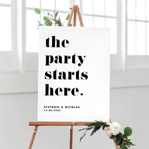 Poster Black Retro Bold La fête commence ici Mariage