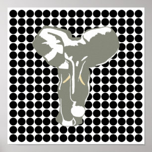 Poster Black Safari point avec Pop Art Elephant