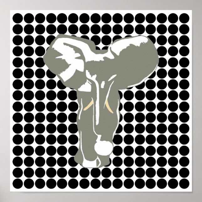 Poster Black Safari point avec Pop Art Elephant (Devant)