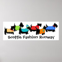 Black Scottie Terrier Chiens Mode Runway Art