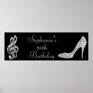 Poster Black/Silver Music Note & Stiletto 50e anniversair