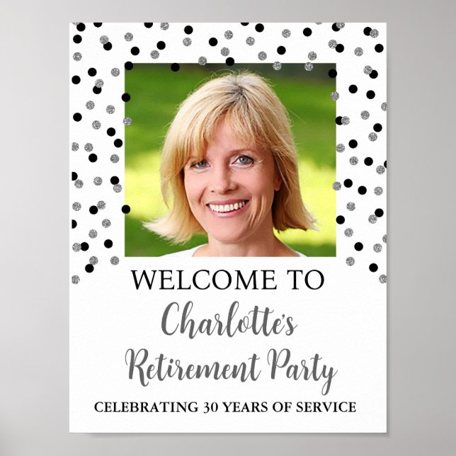 Poster Black Silver Retirement Party 8.5x11 Photo (Devant)