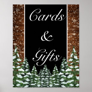 Poster Black Snowy Bois & Cartes de Forêt Mariage Cadeaux