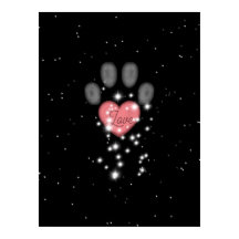 Black Starlight Pink Heart Dog Empreinte de patte 
