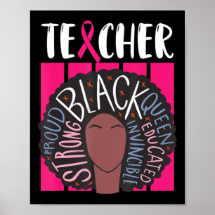 Poster Black Teacher Breast Cancer Awareness Afro Woman W