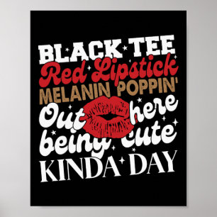Poster Black Tee Rouge Lipstick Melanin Junetdix Black Hi