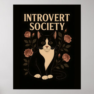 Poster Black Tuxedo Chat Introvertie Société