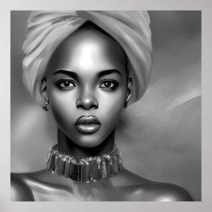 Poster Black White Africaine bijoux monochromes