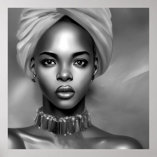 Poster Black White Africaine bijoux monochromes (Devant)