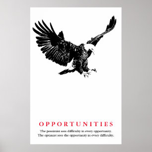 Poster Black White Bald Eagle Possibilités de motivation